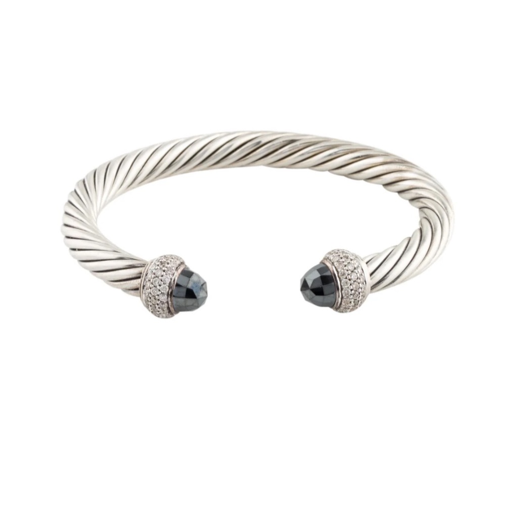David Yurman Cuff Hematite & Diamond Classic Bracelet